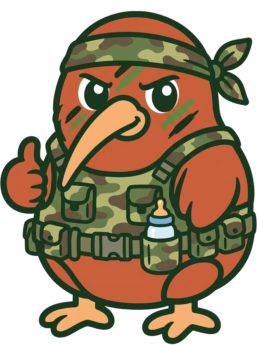Le kiwi en mode commando